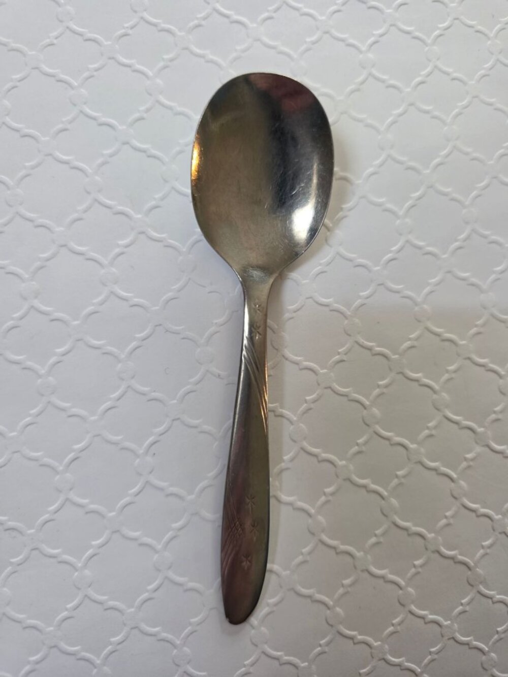 Stanhome Deluxe Stainless Steel Teaspoon With Starburst Design 6" Vintage Flatwa
